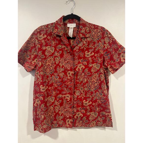 Women’s Jones New York Sport Linen Cotton Floral Button down Blouse S - Picture 2 of 5